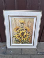 Sonnenblumen Ölgemälde, gerahmtes Kunstwerk, signiert
