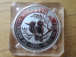 Silber Kookaburra Münze 1994 / 2 Oz. Silber Australien