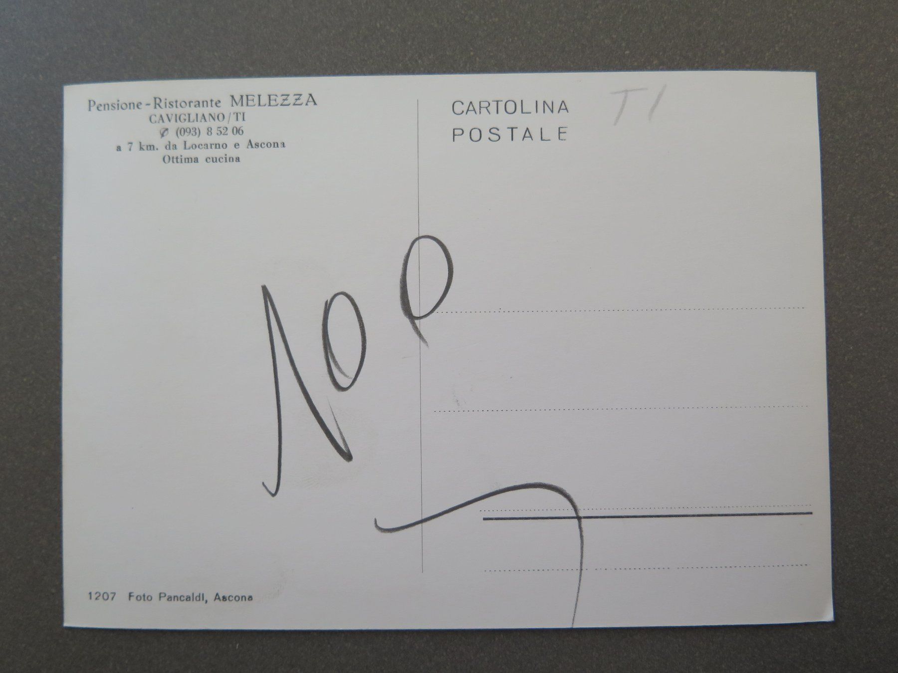 Cartoline postali: CAVIGLIANO - PENSIONE-RISTORANTE MELEZZA – Usato da Wittenbach venduto da lipasal 1
