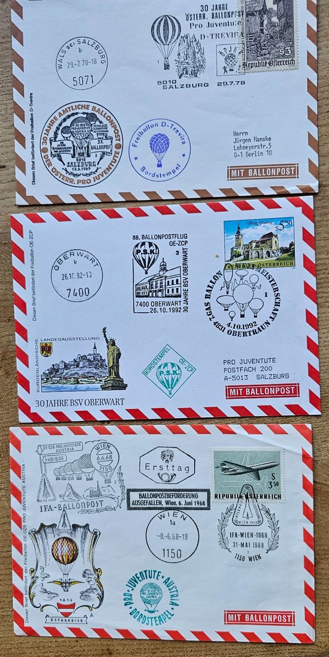 Alle Briefmarken: Österreich- 3 Briefe mit Ballonpost – Neu (gemäss Beschreibung) aus Les Valettes von Nuba1