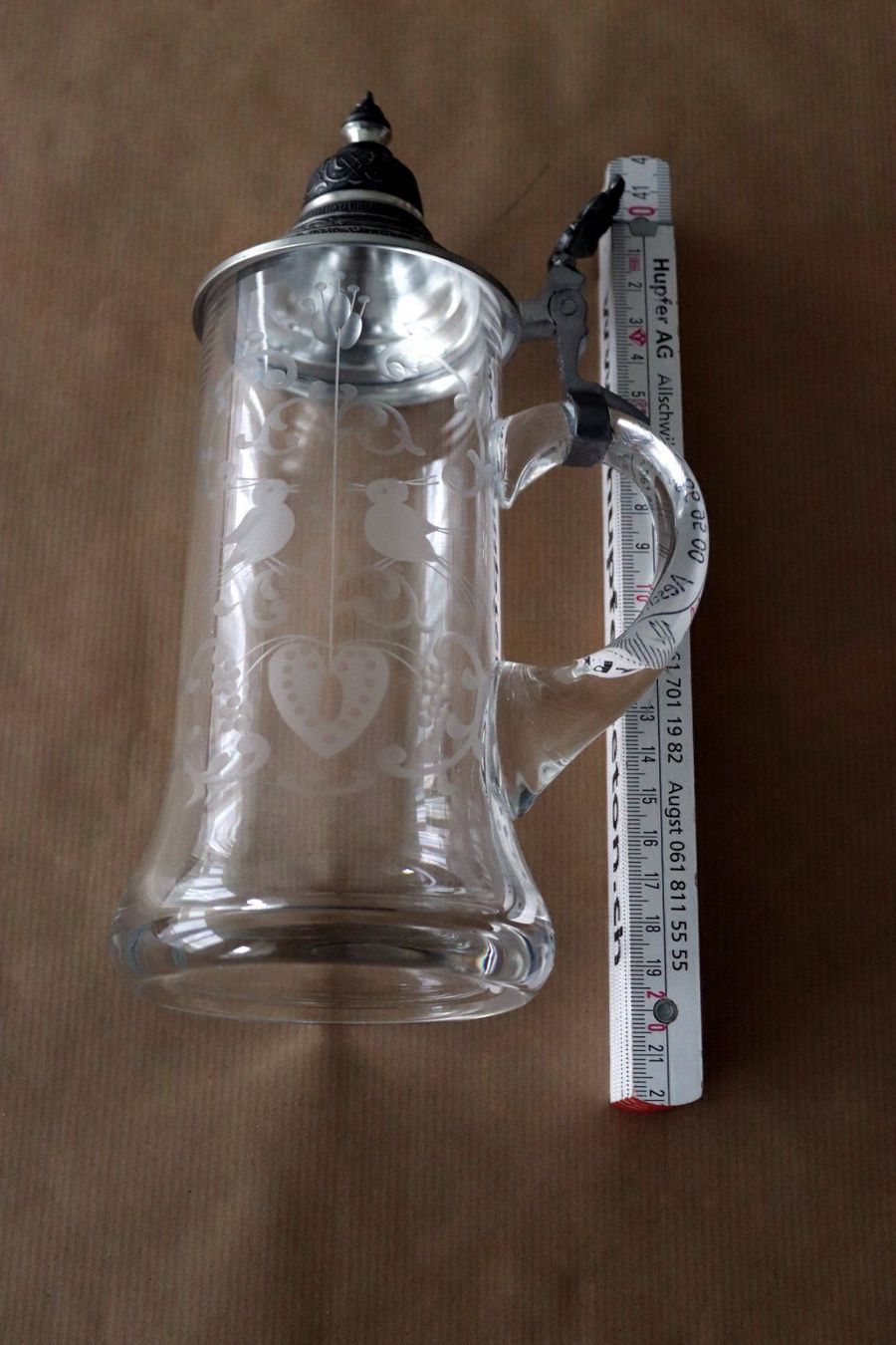 Bicchieri: Glas  Bierkrug mit Zinndeckel – Nuovo (secondo la descrizione) da Basel venduto da Helmuth1945 1