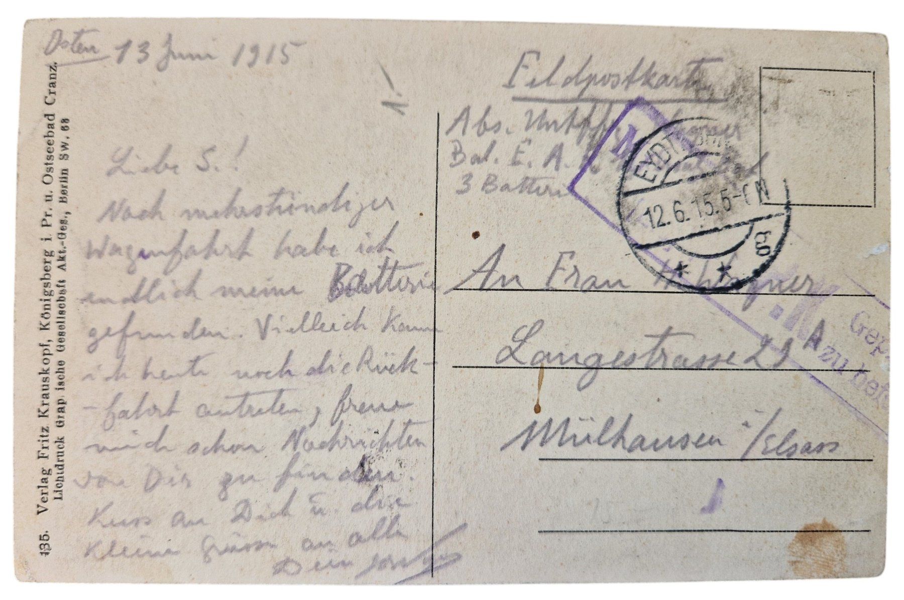 Cartes postales: Ansichtskarte 1. Der Krieg im Osten - Kybarty – D'occasion à Mörschwil par aik_x8mc 1