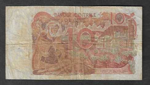 Banconote: Algerie  10  Dinars  1970  Gebraucht – Usato da Gordola venduto da coinsandnotes 1