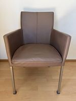 3 hochwertige Lederstühle mit Armlehnen  braun/taupe 