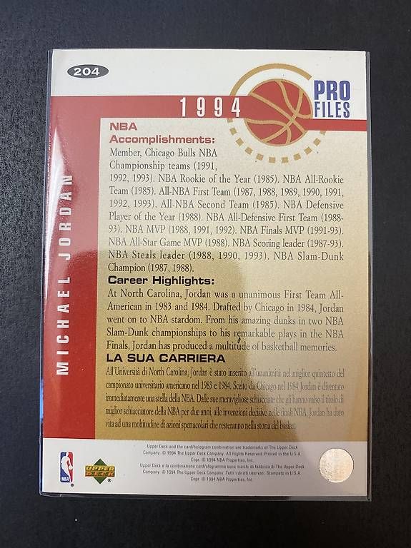 Nba Carte collezionabili: 1994 Upper Deck - NBA - #204 Michael Jordan card – Nuovo (secondo la descrizione) da Savosa venduto da Misch-M13 1