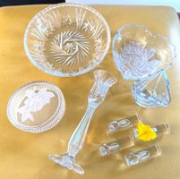 9 objets vintages en verre _bougeoir, bols, porte-couteau