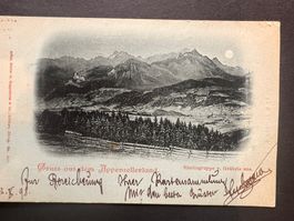Postkarte Gräbis Appenzell mit Säntis 1898 (P439)