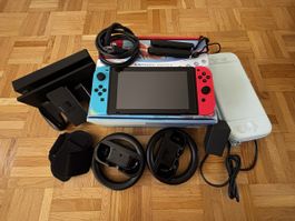 Ab CHF 1.–Nintendo Switch Neon Rot/Blau + OVP + 2 Controller