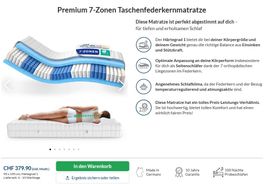 NEU 7-Zonen Taschenfederkernmatraze