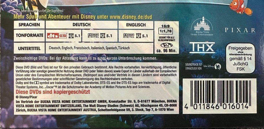 Tutti i DVDs: Findet Nemo - DVD - 2 Disc Set - Top Zustand – Usato da Beringen venduto da Mantafisch1 2