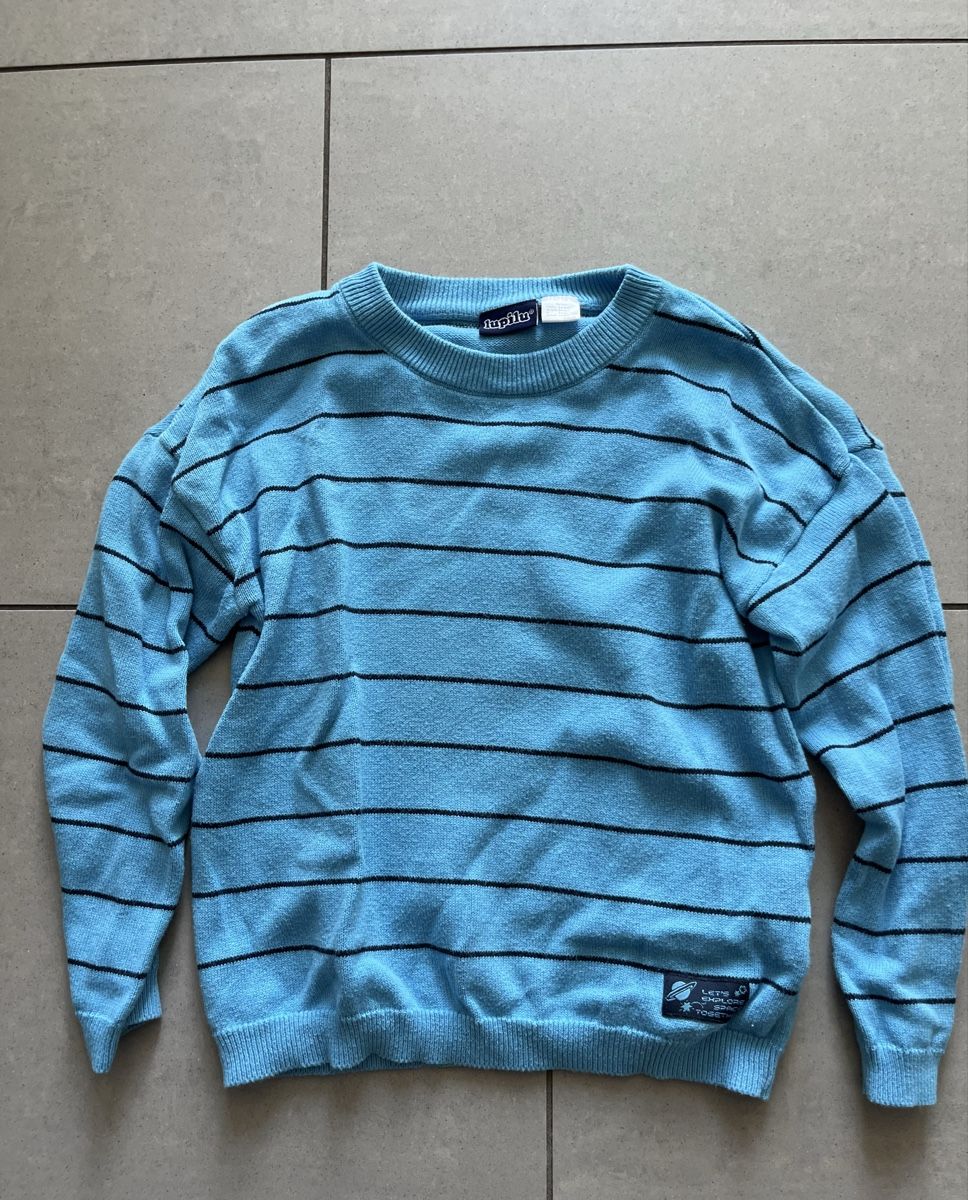Maglioni & Felpe: Hellblauer Pullover mit blauen Streifen, Gr. 98/104 – Usato da Zürich venduto da jmg_8005