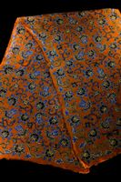  Batik-Cap-Stoff (Blütenranken auf gebranntem orangefarbenem