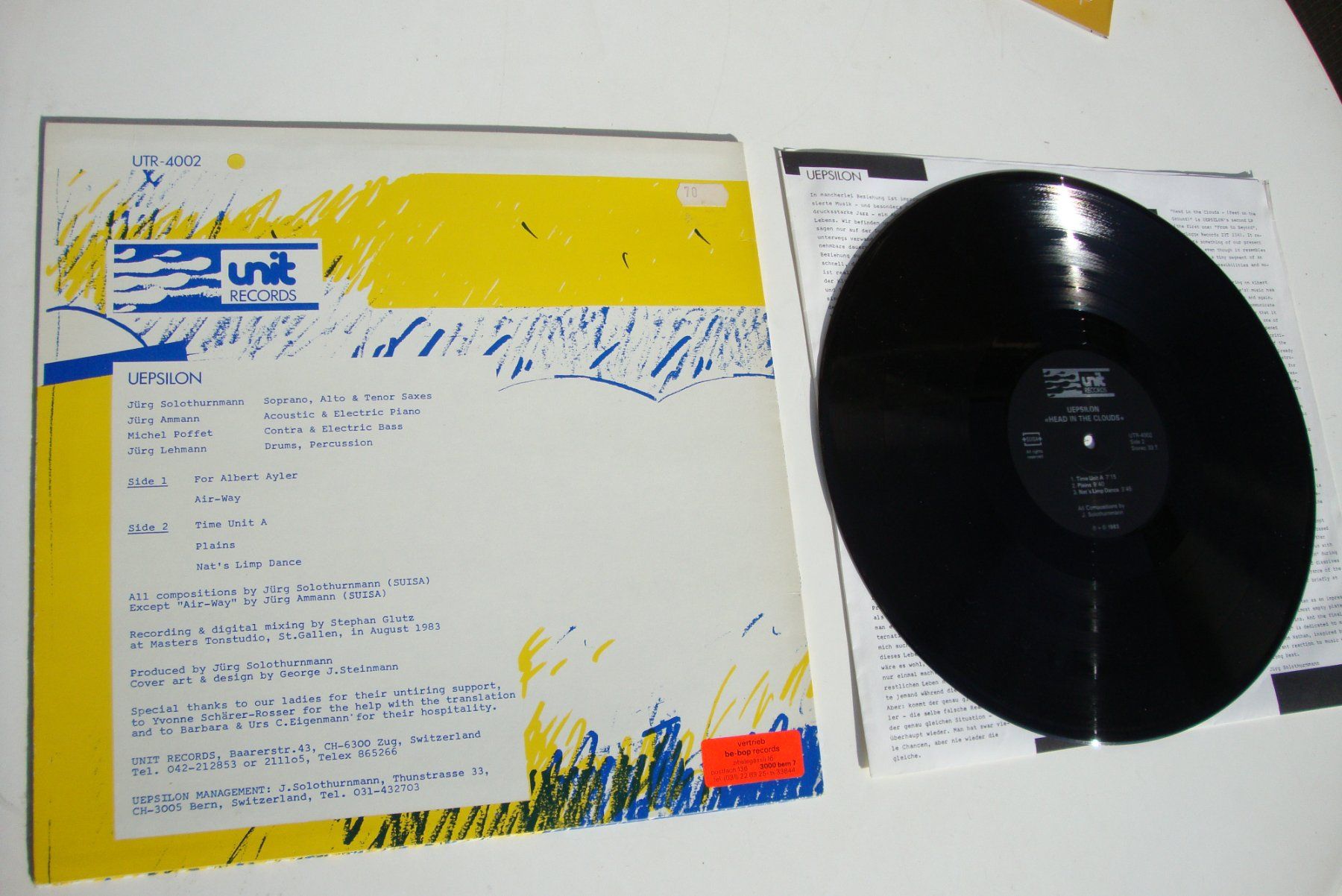 Dischi in vinile: UEPSILON Head in the Clouds, Jürg Solothurnmann, Jürg Ammann – Usato da Bern venduto da Uli_10_11 1