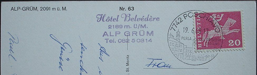 Cartes postales: ALP GRÜM Berninabahn Stempel Hotel – D'occasion à Jona par philajona 1