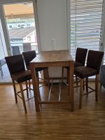 Bartischset mit 4 Hockern Holz Metall