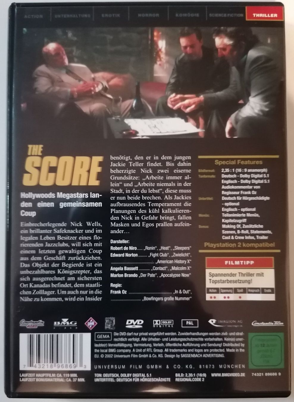 Alle DVDs: The Score - DVD - Robert De Niro - Edward Norton – Gebraucht aus Oberurnen von mackrokodile 1