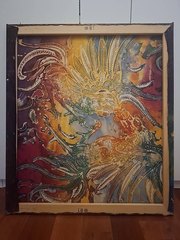 Dipinti: Grossformatige Mid-Century-Modern Batik-Gemälde – Usato da Biel/Bienne venduto da Kyruna 4