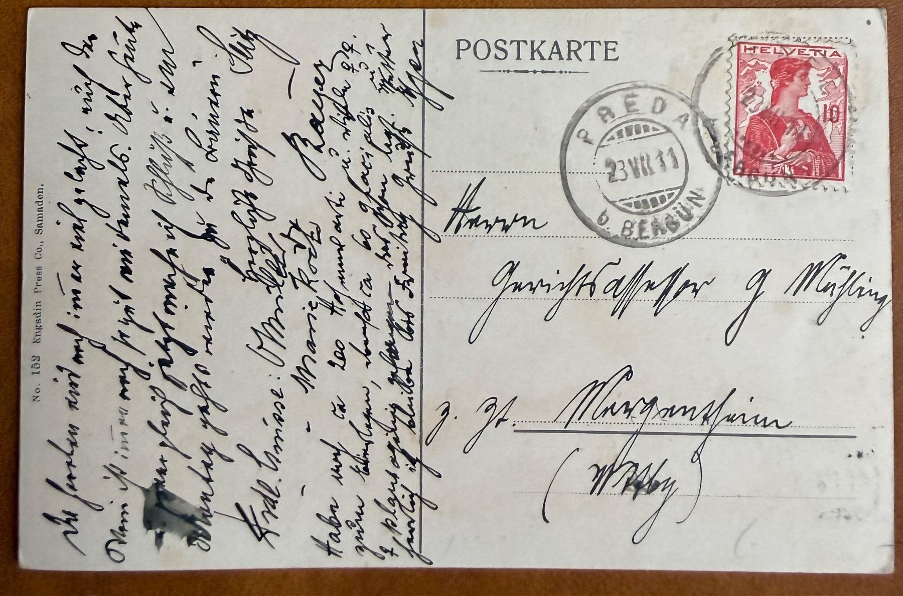 Cartes postales: PREDA  ? Bündnerhäuser - Animation 1911 – D'occasion à Lutry par Ediego 1