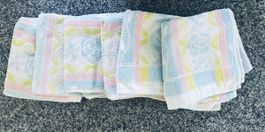 6 Frottiertücher Blumenmuster hellblau rosa gelb Grösse 45x8
