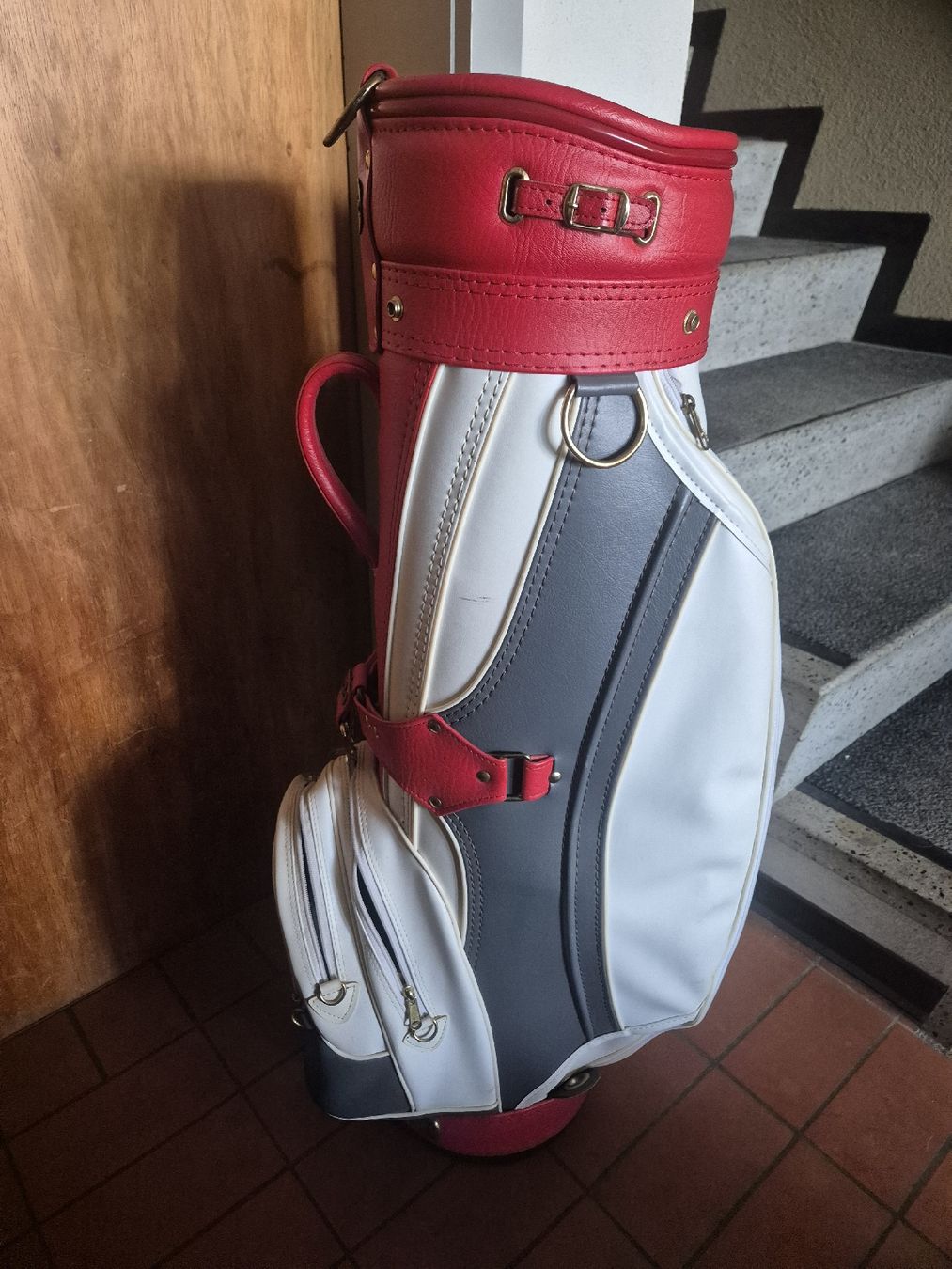Borse: Golfbag rot weiss grau Kunstleder – Nuovo (secondo la descrizione) da Stettlen venduto da Waldwichtel