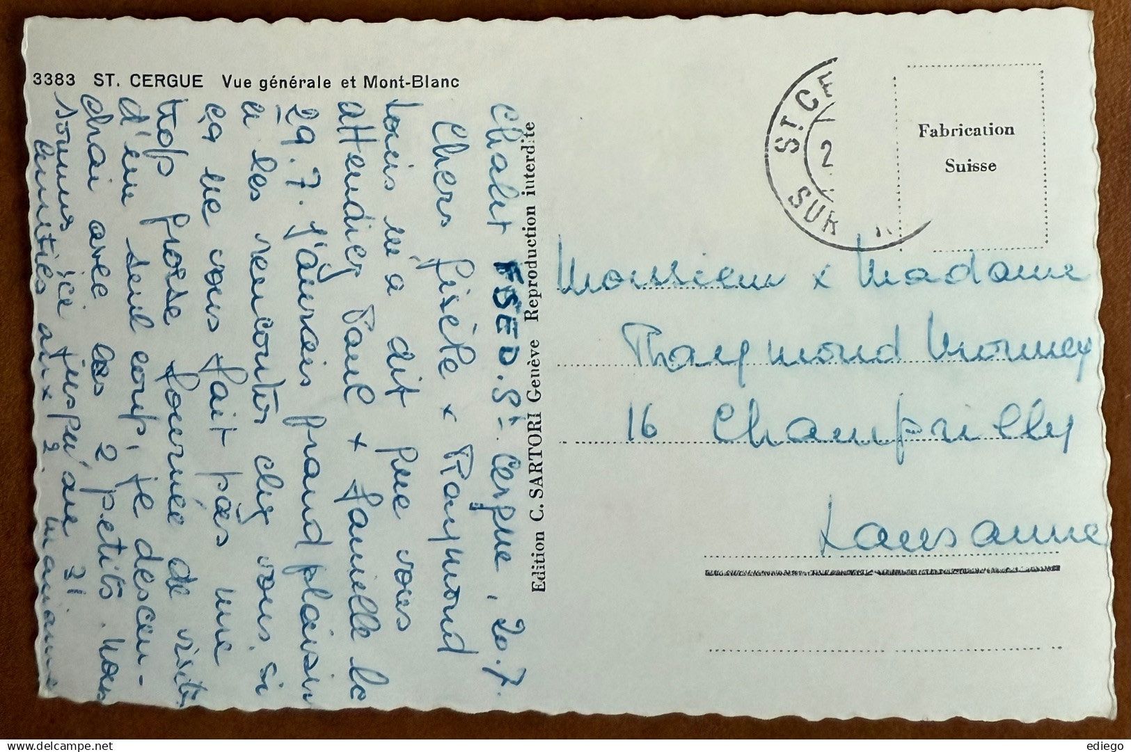 Cartoline postali: ST-CERGUE - BELLE VUE GENERALE - ANCIENNE – Usato da Lutry venduto da Ediego 1