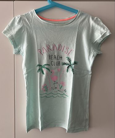 Mädchen T-Shirt hellgrün-blau Grösse 140 