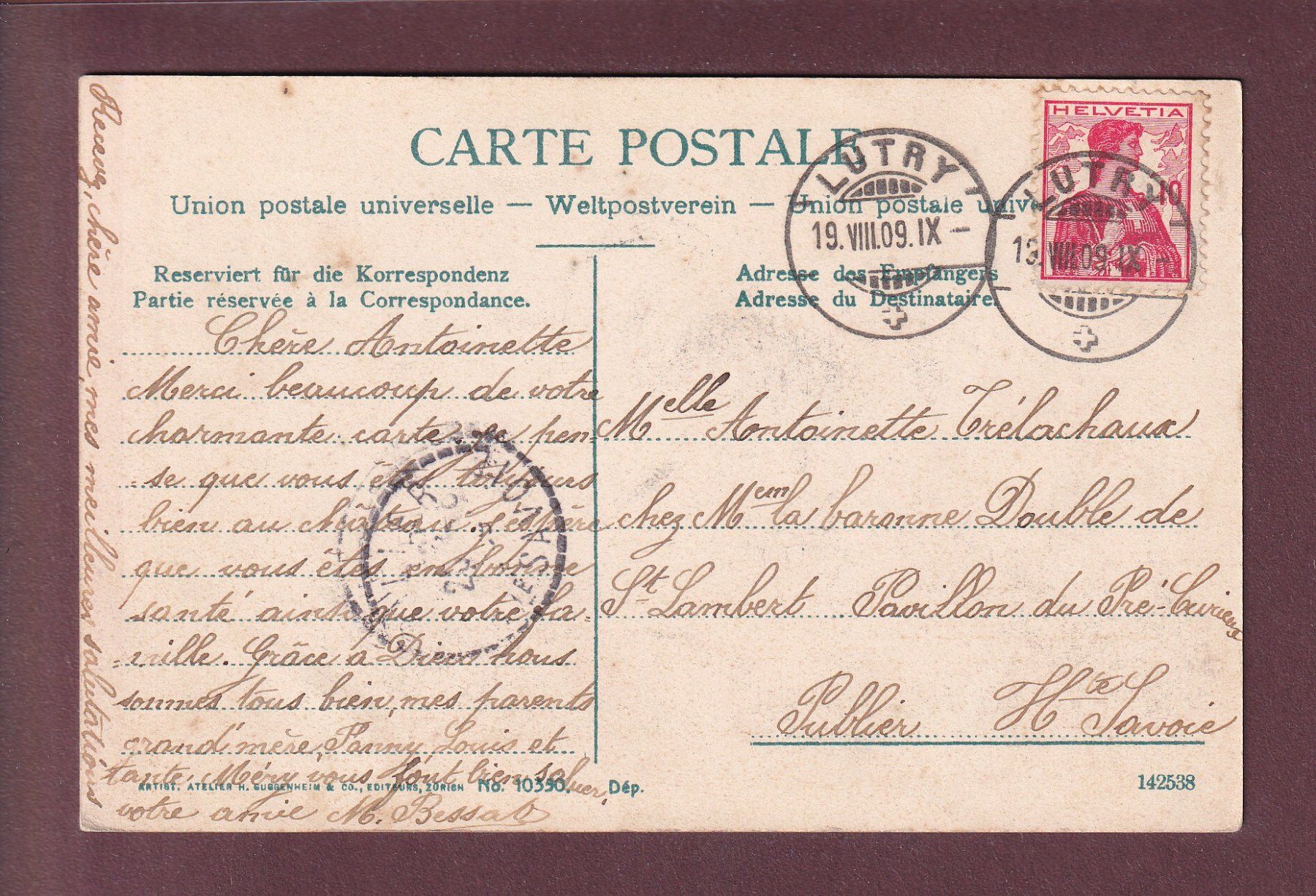 Cartes postales: LUTRY - Le Château au clair de lune - 1909 – D'occasion à Pully par nicecards 1