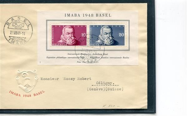 Alle Briefmarken: 1948 IMABA Block auf Brief mit Sonder-O – Gebraucht aus Winterthur von Kyoung