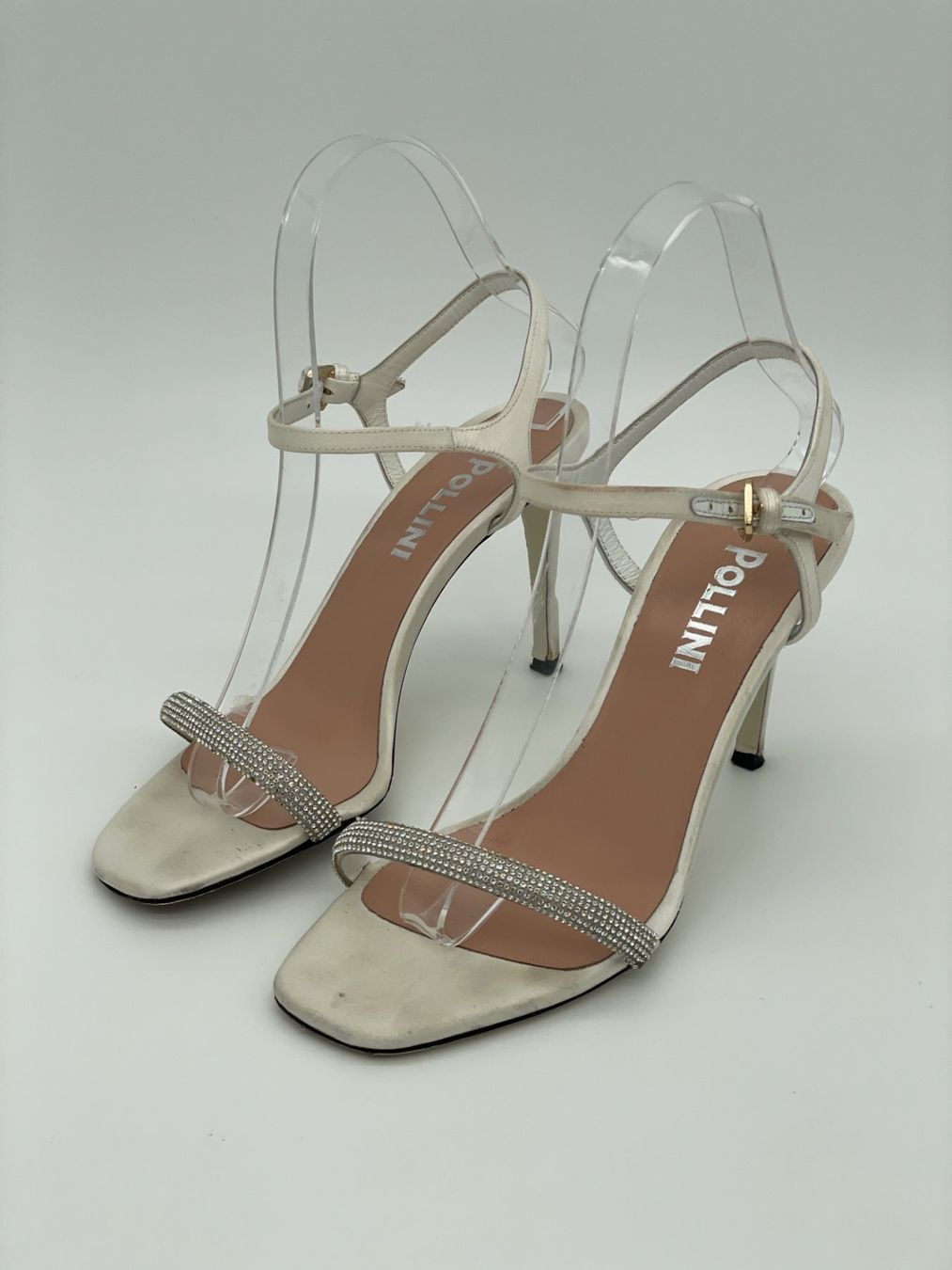 Scarpe da donna: Pollini Crystal Toe Strap Sandale mit Absatz EU 36 Weiss – Usato da Zürich venduto da shoe_shop 2