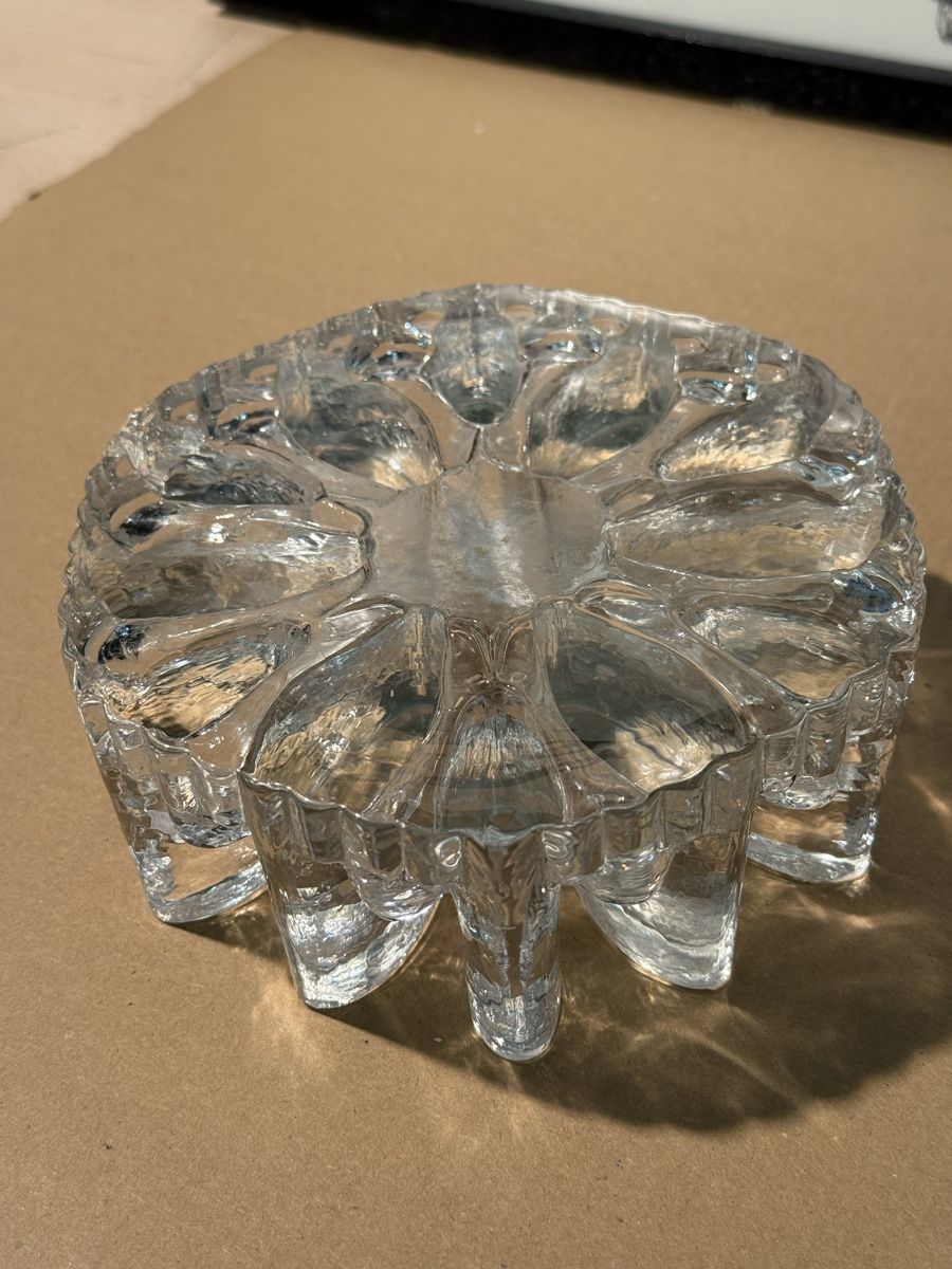 Portacandele: Vintage clear glass candle holder – Usato da Lausanne venduto da vas_mbk2 5