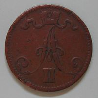 018 SF-RU, ALEXANDER II., 5 PENNIÄ 1866, Cu, -ss
