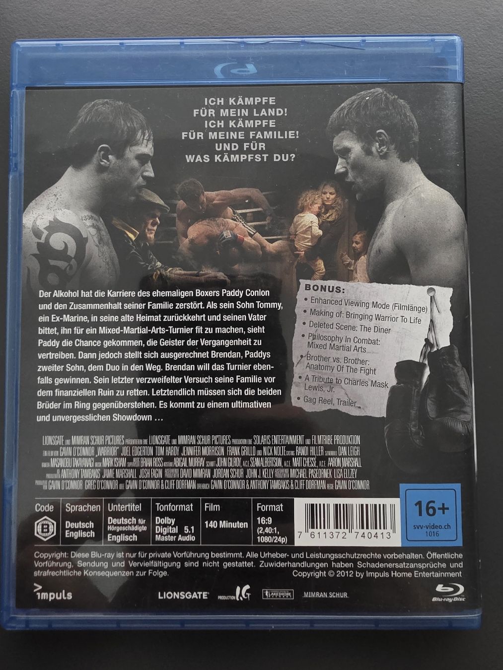Tutti i DVDs: Blu-ray Warrior Tom Hardy Joel Edgerton  – Usato da Zürich venduto da P-editon 1
