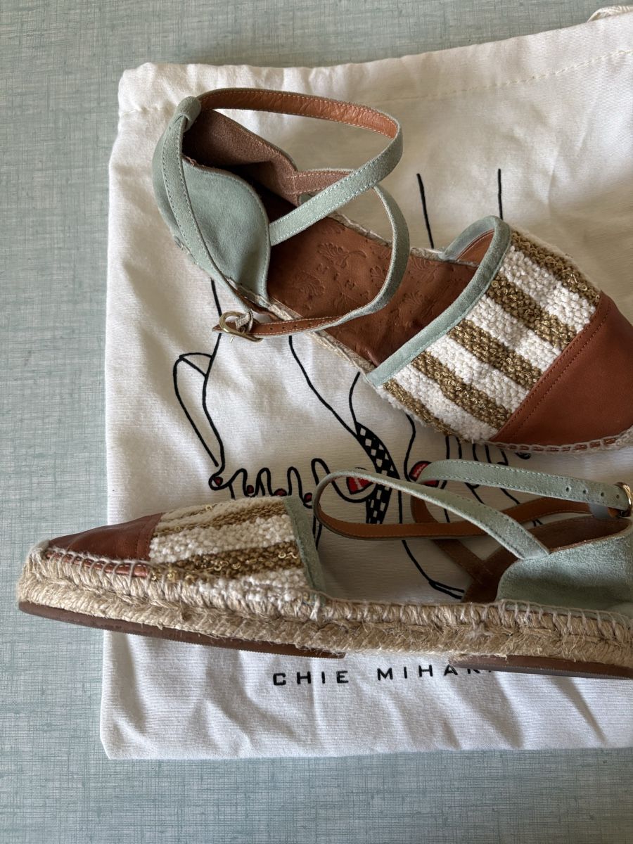 Chie Mihara Scarpe da donna: Chie Mihara Espadrilles Mint Grün Leder Sommer Grösse 38 – Usato da Zürich venduto da honro 1