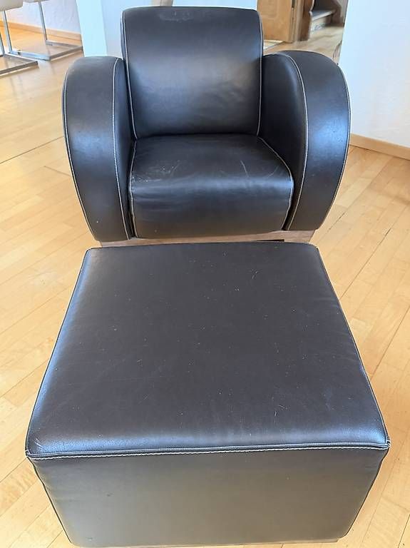 Poltrone: Vintage Ledersessel + Hocker – Usato da Bülach venduto da Anke68 1