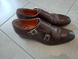 Santoni Schuhe 41.5 Handgemacht Chaussures Double Monk wNeu