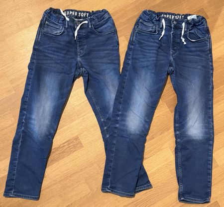 2x Kinder Jeans Jogger super soft dunkelblau Grösse 152