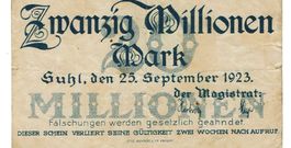 Suhl 20 Mil.Mark 25.09.1923 SS+-SS++