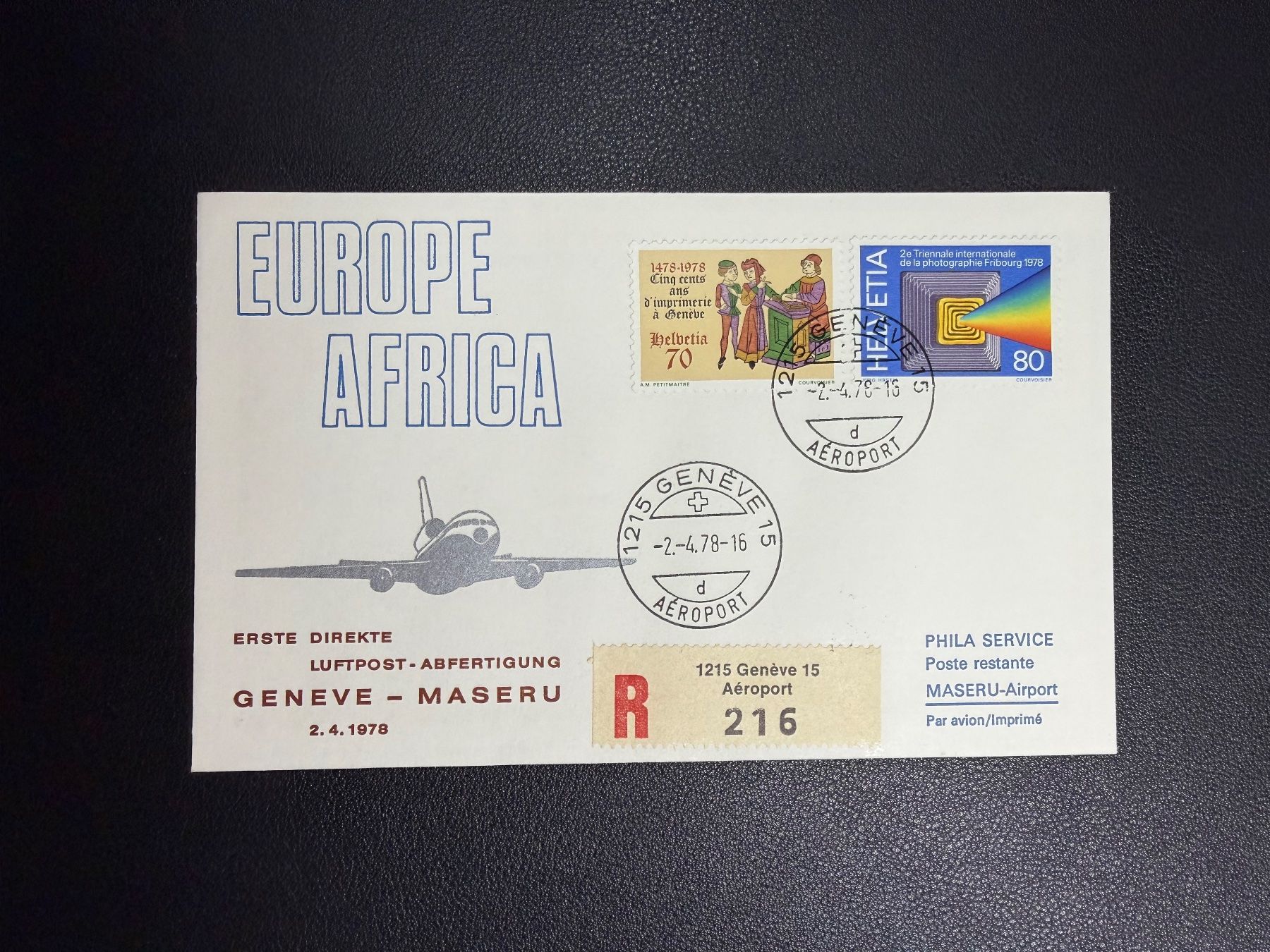 Tutti i francobolli: Erste direkte Luftpost Genf-Maseru 1978 – Usato da oberrüti venduto da jeanmei