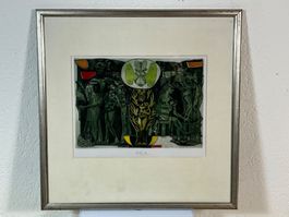 Josef Liesler geb. 1912 original Radierung Hieroglyphen 1791