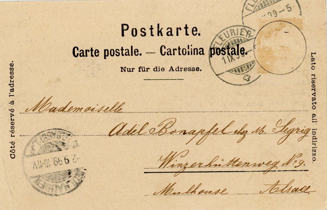Cartoline postali: Môtiers       NE        en 1899 – Usato da Brig venduto da Valcards54 1