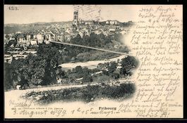 AK Fribourg, Totale aus der Vogelschau