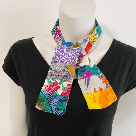 Twilly Halsschal Seide buntes Patchwork hand made Silvia-K
