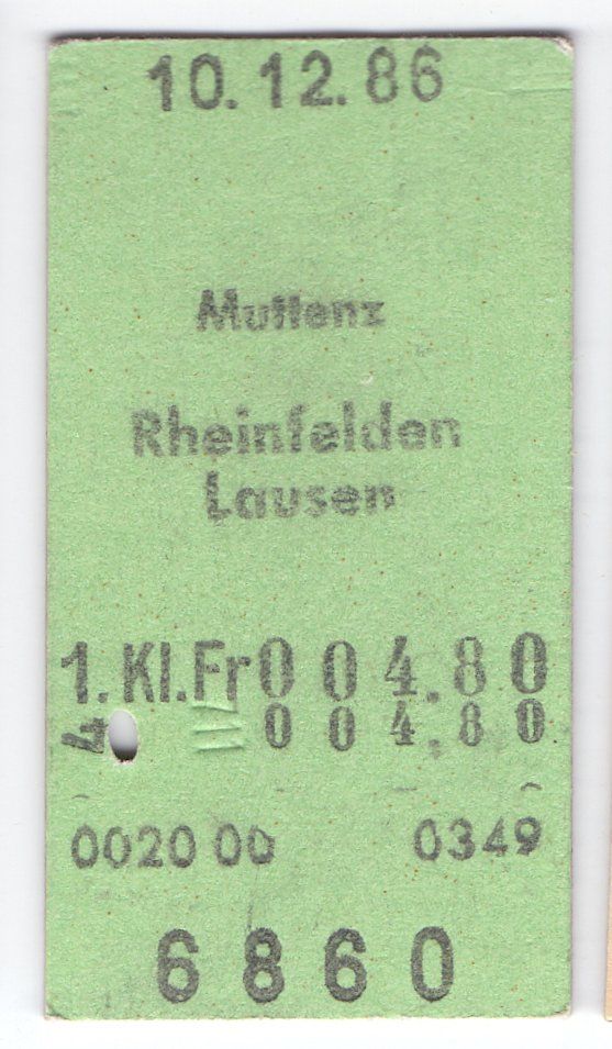Biglietti: Billette Muttenz - Rheinfelden - Lausen – Usato da Langenthal venduto da Sammlungs_aus