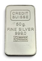 Credit Suisse Valcambi Silberbarren 50g 999.0 Schweiz