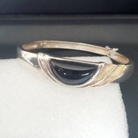 Silber Armreif 925 Onyx Cabochon Vintage elegant