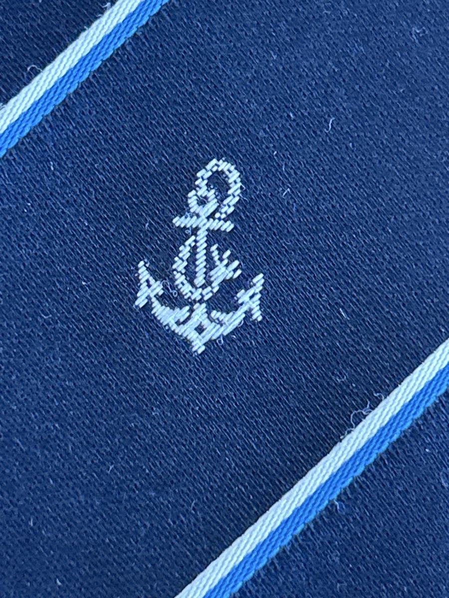 Cravatte: dunkelblaue Krawatte mit gesticktem Anker – Usato da Veltheim AG venduto da Born73tanzen 2