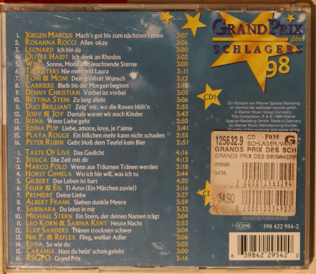CD: Grand Prix Des Schlagers 98 – Usato da Luzern venduto da CONTENTI 2