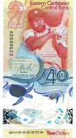 East Caribbean 2 Dollar 2023/24 UNZ COMM.40th Serie AC P-61