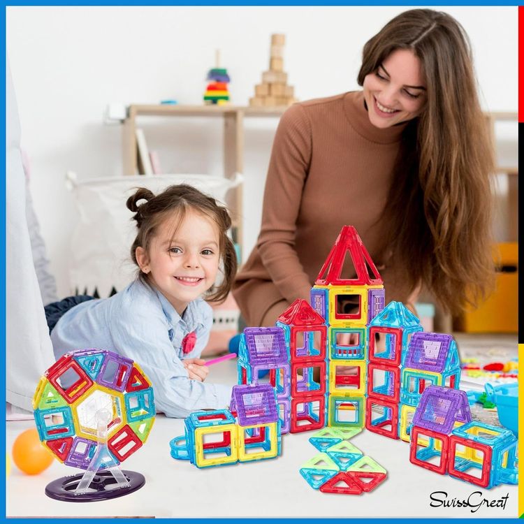 Charmofun Magnetbausteine 150-tlg | Magnetic Building Blocks Mit Tiermotiven
