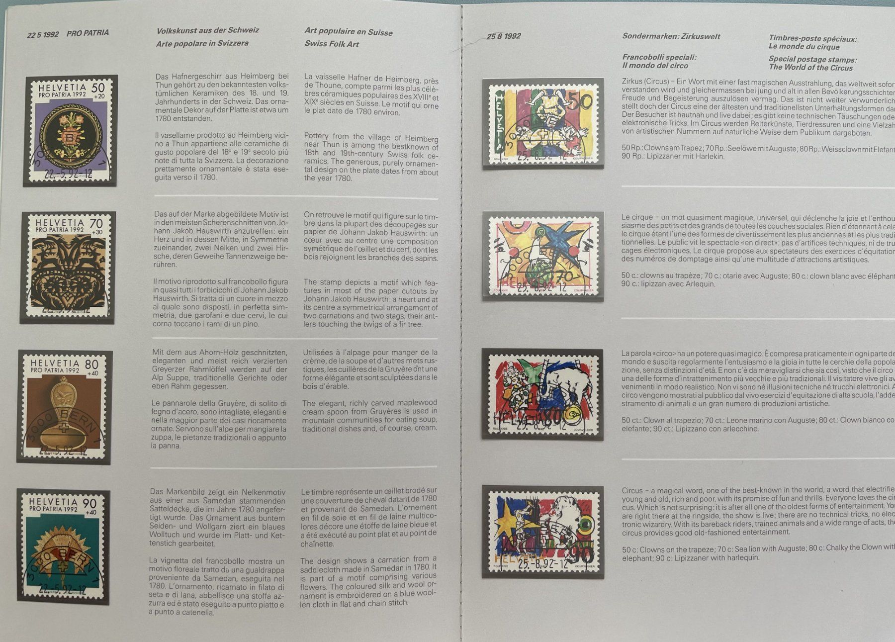 Tutti i francobolli: 1992 Jahrbuch Ersttagsstempel – Usato da Eggersriet venduto da stamp303 1